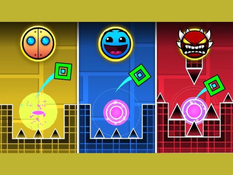 Chướng ngại vật cản đường phong phú trong Geometry Dash Hack
