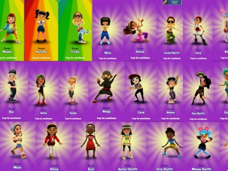 Tải Subway Surfers Full Hack Modlmh.com (Full Tiền, Menu, Full Tất Cả) v3.61.1 Các nhân vật khác nhau trong Subway Surfers Full Hack Modlmh.com