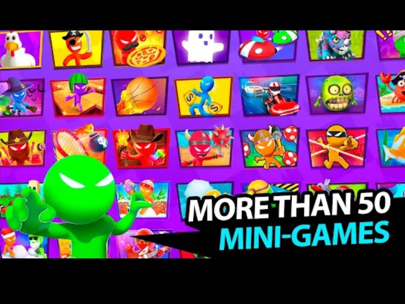 Hệ thống Mini Game phong ph&uacute; trong Stickman Party 2 3 4 APK