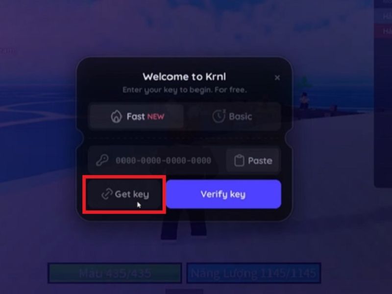 Tải Hack Krnl X ROBLOX (VNG + QT) v2.720 Mới Nhất Cho Android Chọn “Get Key”