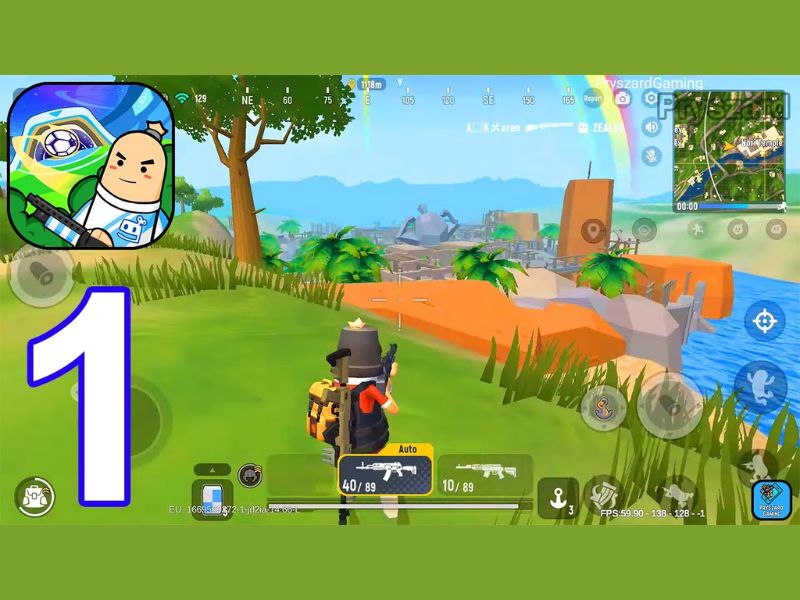 Tham gia các cuộc chiến bắn súng trong Hack Sausage Man Mod APK 
