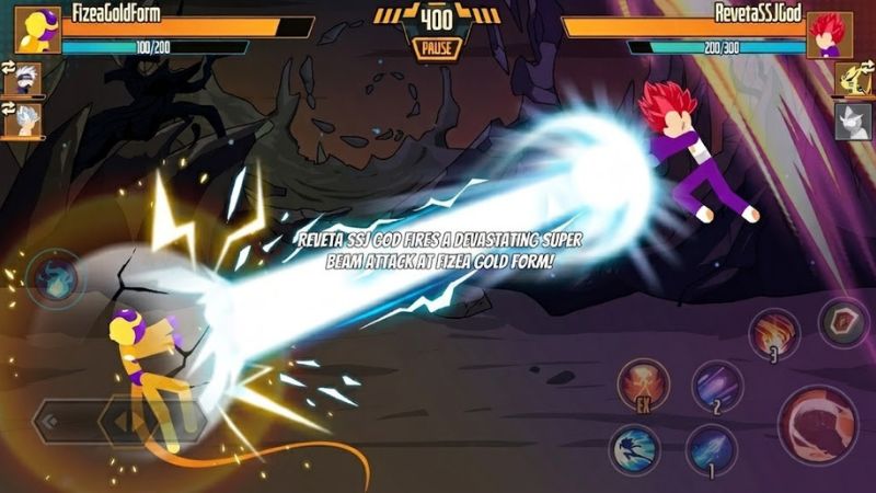 Hack Stickman Dragon Fight cần căn thời điểm dùng Ki và combo hợp lý.