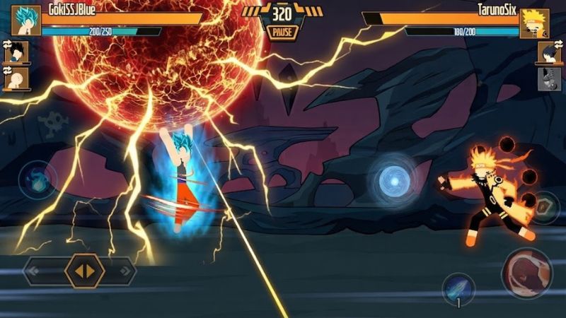 Hack Stickman Dragon Fight có trận đấu 1v1 và đội hình 3v3.