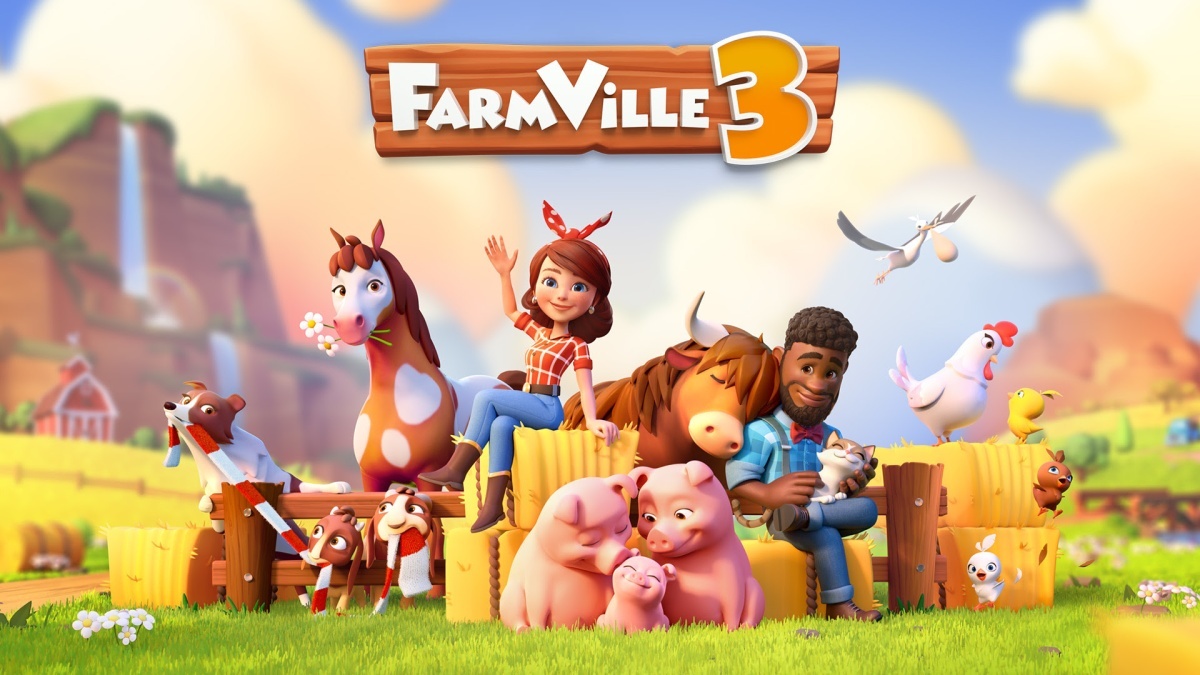 Giao diện nông trại FarmVille 3 MOD APK với cây trồng, động vật và công trình sản xuất