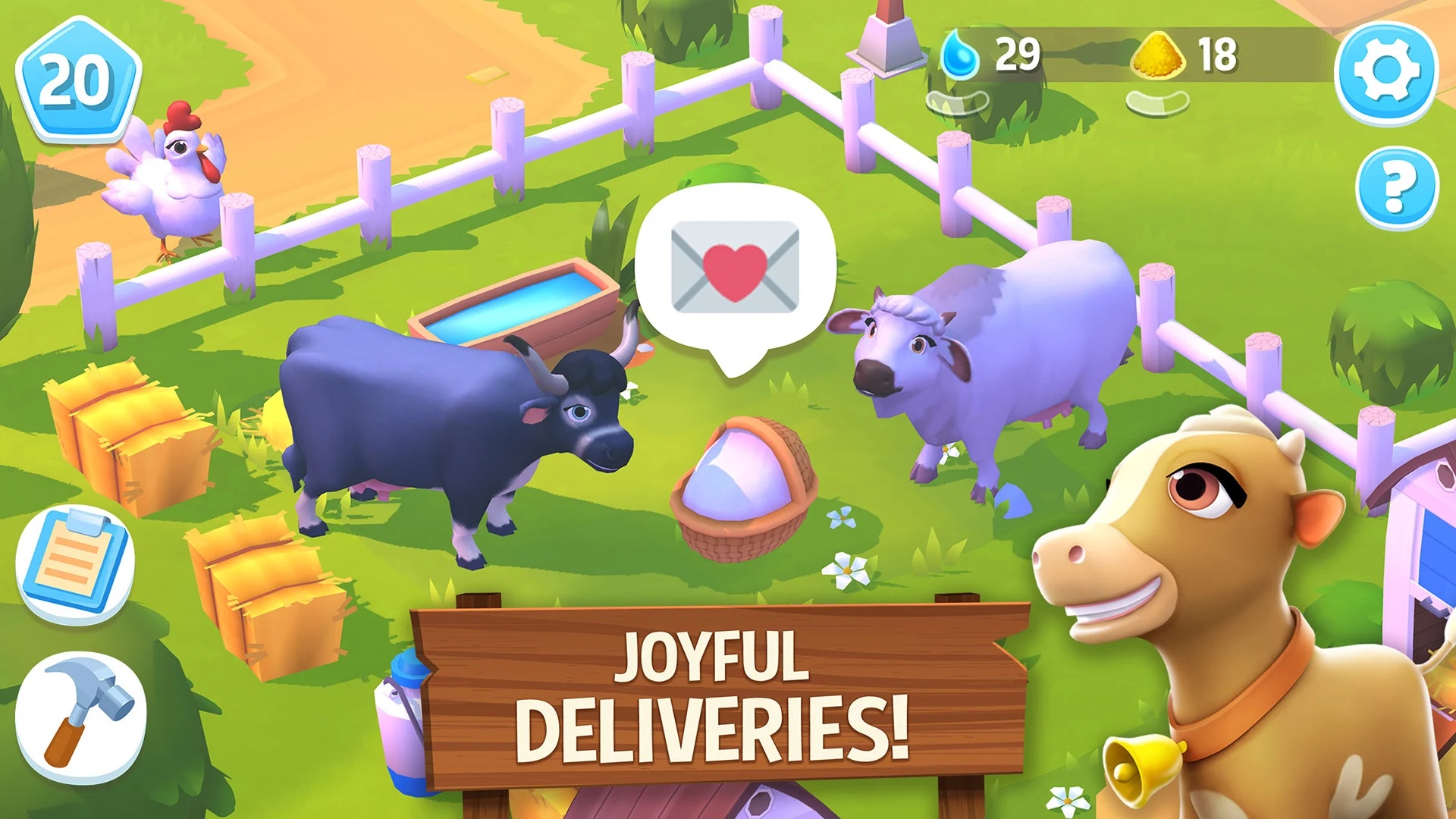 Chăm sóc bò, lợn, cừu, dê và nhiều động vật đáng yêu trong FarmVille 3