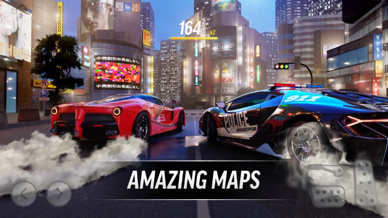Gameplay Hack Drift Max Pro với cú drift tạo khói qua khúc cua