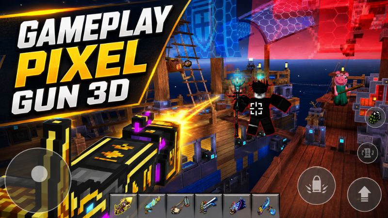 Gameplay Hack Pixel Gun 3D với màn đấu Team Fight