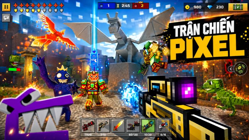 Hack Pixel Gun 3D lựa chọn vũ khí theo tình huống