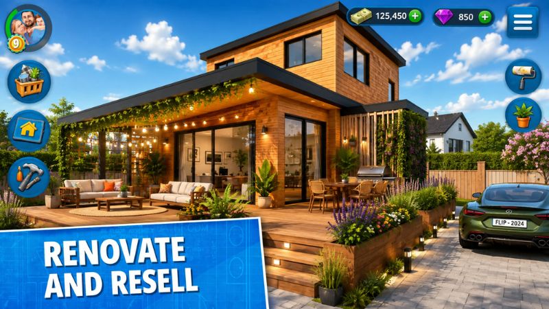 House Flipper MOD APK với gameplay sơn tường và cải tạo không gian bên trong ngôi nhà