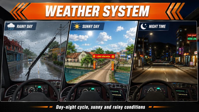 Minibus Simulator Vietnam APK di chuyển qua đường quê và thành phố Việt Nam