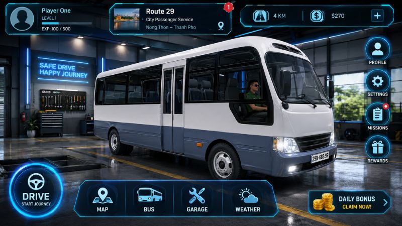 Minibus Simulator Vietnam APK điều khiển xe 16 chỗ trên đường Việt Nam