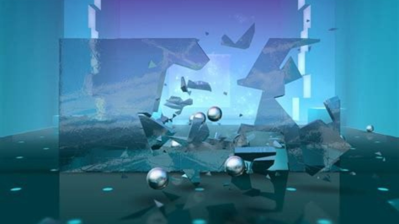 Gameplay Smash Hit MOD APK khi ném bi phá vật thể kính
