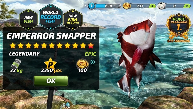 Người chơi Fishing Clash kiểm soát lực dây để kéo cá và tăng Combo